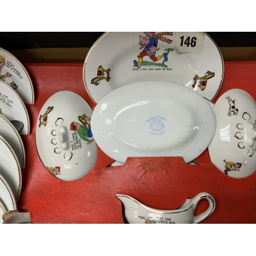 1109 - A Vintage Shell Ware boxed Fairy-Dell toy tea set, nursery rhyme theme. (D)