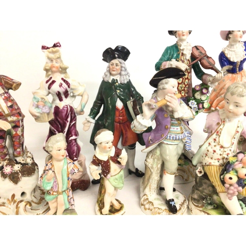 1121 - A collection of porcelain figures with damage by Messen, German porcelain etc ranging from heights o... 