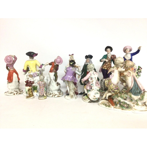 1121 - A collection of porcelain figures with damage by Messen, German porcelain etc ranging from heights o... 