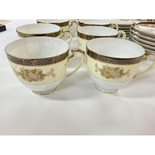 1132 - A Noritake tea set. There is damage to three of the cups and clips on 2 saucers see last picture. Po... 