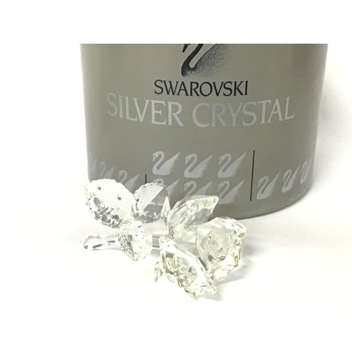 1185 - Boxed Swarovski silver crystal rose, postage cat d