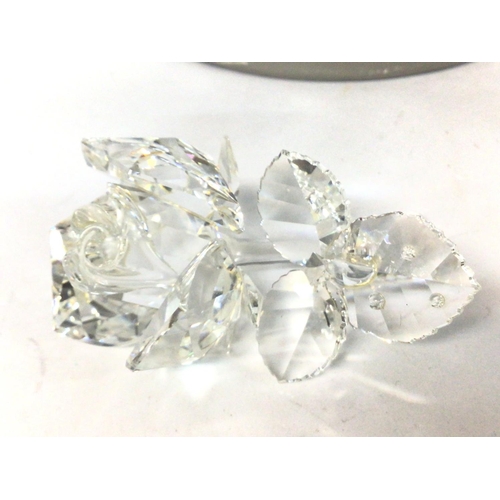 1185 - Boxed Swarovski silver crystal rose, postage cat d