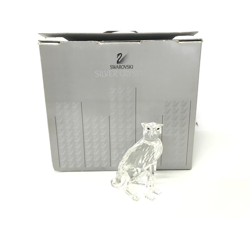 1219 - Swarovski Silver Crystal Cheetah, postage cat D no signs of obvious damage/ restoration