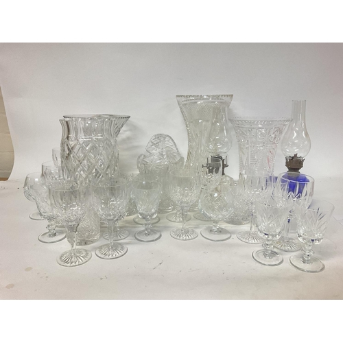 1235 - A large collection of cut glass including cups, vases, oil lamps etc. postage cat D some damage. NO ... 