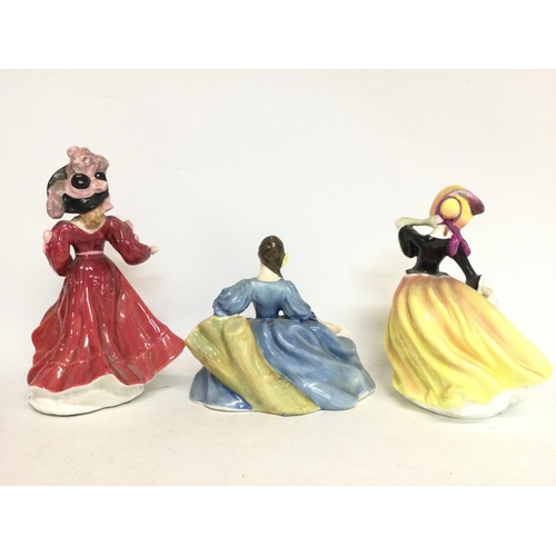 1260 - 3 Royal Doulton Ladies figures, no signs of obvious damage/ restoration . Postage cat D