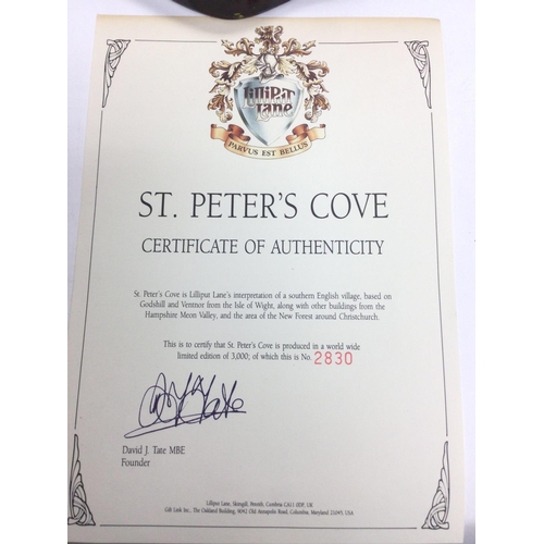 1287 - A boxed limited edition Lilliput Lane 'St Peter's Cove' with certificate and original box. Approx si... 