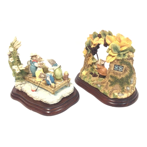 1301 - Two Border fine arts sculptures from the Brambly hedge series. Including sea story tableau and autum... 