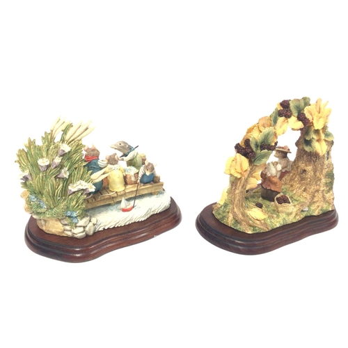 1301 - Two Border fine arts sculptures from the Brambly hedge series. Including sea story tableau and autum... 