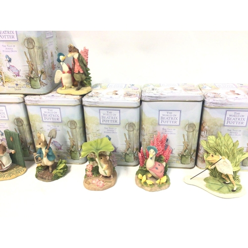 1306 - An assorted collection of Beatrix Potter figures by Border Fine arts. All with original tins. No dam... 