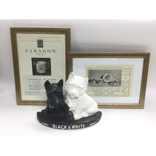 1318 - Two boxes of Commemorative ware mugs plus a plaster Black & White whisky advertising ornament. Shipp... 