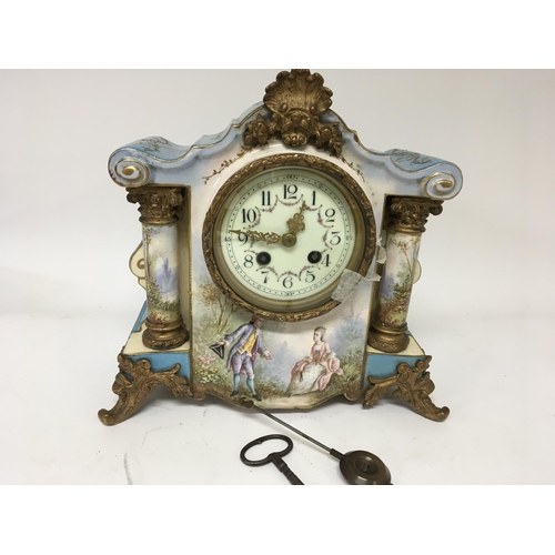 1382 - A Quality late 19th century French porcelain clock painted in the style of Sevres and signed with gi... 