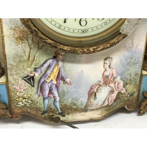 1382 - A Quality late 19th century French porcelain clock painted in the style of Sevres and signed with gi... 