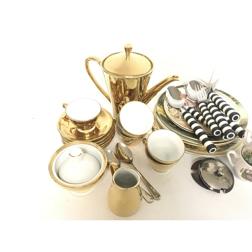 1400 - A collection of ceramics including two unmarked coffee sets, Coalport & other plates, T.C Green cutl... 