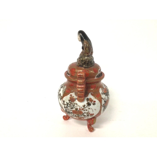 1505 - A Japanese 19th century Kutani Koro with figure on lid, approximately 15cm tall. Postage cat D NO RE... 