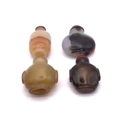 1516 - 4 carved and polished agate snuff bottles 2 of archaic form.