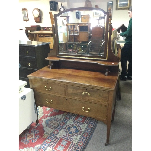 1605 - An Edwardian dressing table, approx 106cm x 50cm x 153cm. Shipping category D.