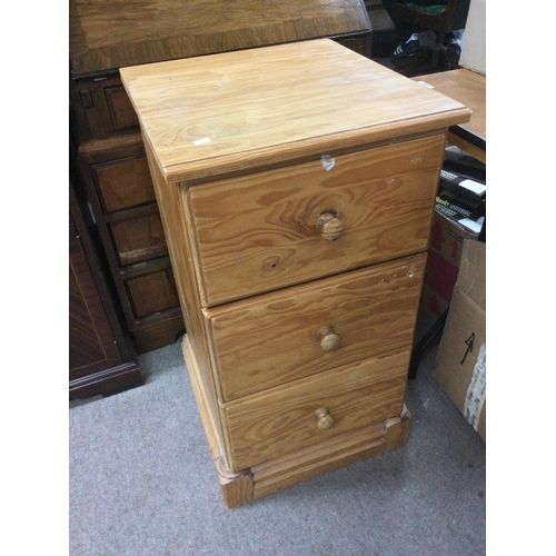 1616 - A pine three drawer chest, approx 47cm x 43cm x 80cm. Shipping category D.