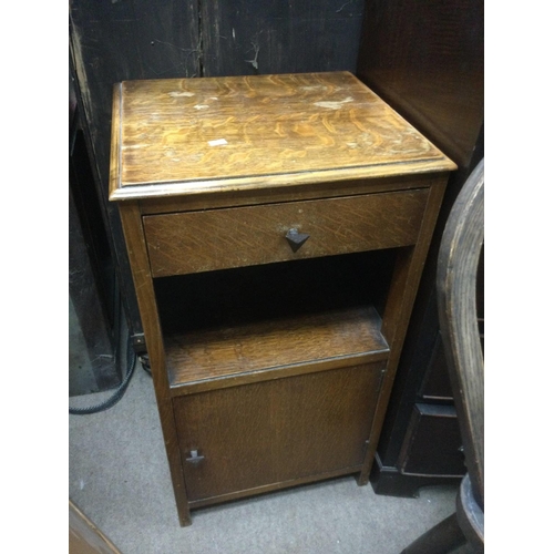 1640 - An inlaid corner unit, approx height 73cm, together with an oak bedside cabinet (2). Shipping catego... 