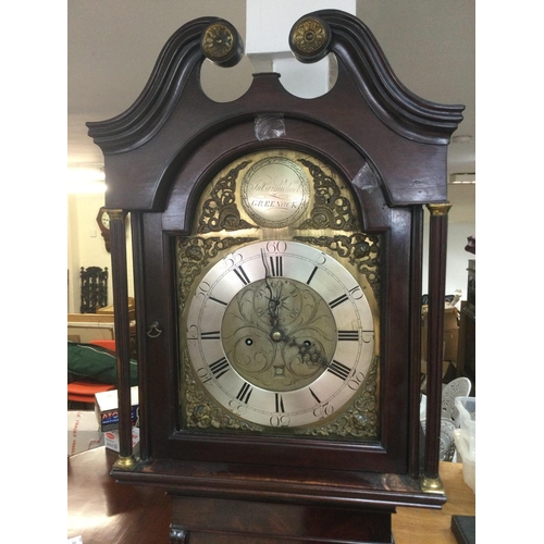 1645 - An inlaid mahogany longcase clock, eight day going, by John Carmichael of Greenock. Approx height 20... 