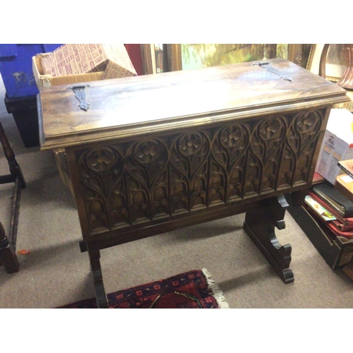 1653 - Oak dresser table & a oak sideboard with decorative carvings