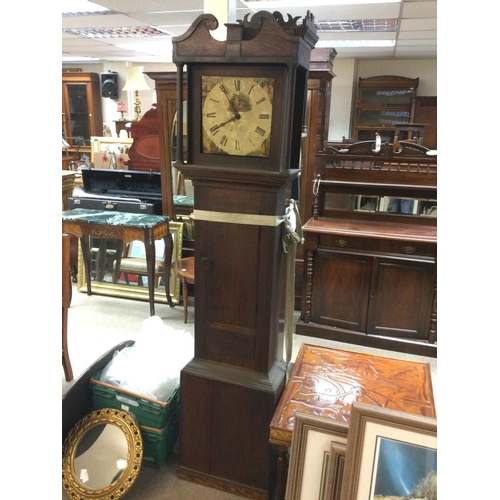 1675 - A mahogany case 30 hour longcase clock with painted dial, approx 196cm. Shipping category D.