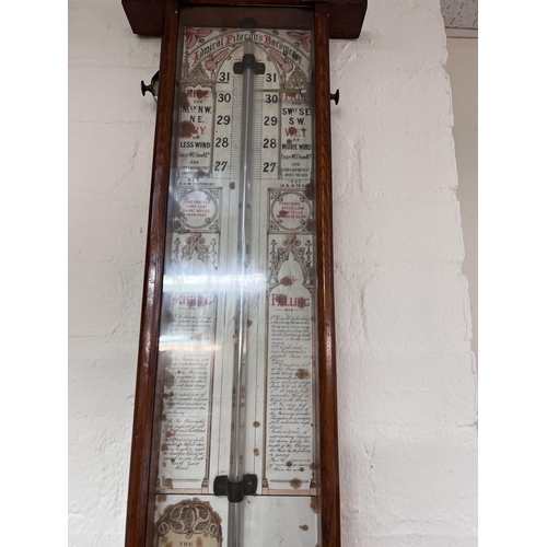 1709 - An Admiral Fitzroy barometer, areas of damage and wear. 90 x 25.5cm NO RESERVE