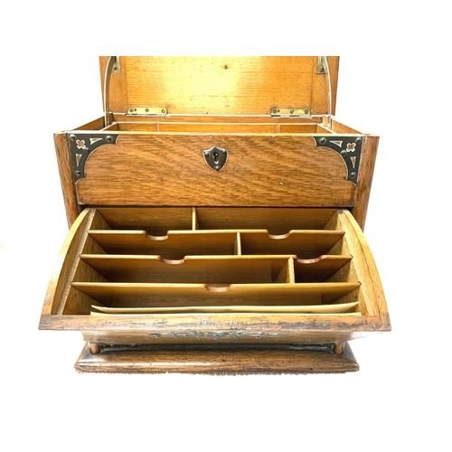 1724 - A vintage Oak stationary box. 28cm x 31cm x 20cm. (D)