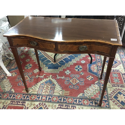 1736 - A Quality Edwardian and satin wood and rosewood banded side table with two drawers on square taperin... 