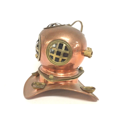 809 - Miniature brass and copper divers helmet , postage cat B