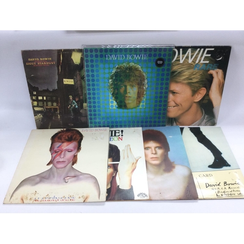 221 - Seven David Bowie LPs including a remastered 180g pressing of his 1969 self titled LP, 'Aladdin Sane... 