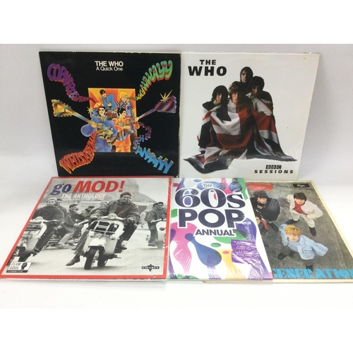 222 - Five mod and 60s pop LPs comprising three by The Who including a 180g heavyweight vinyl 'Sessions' L... 