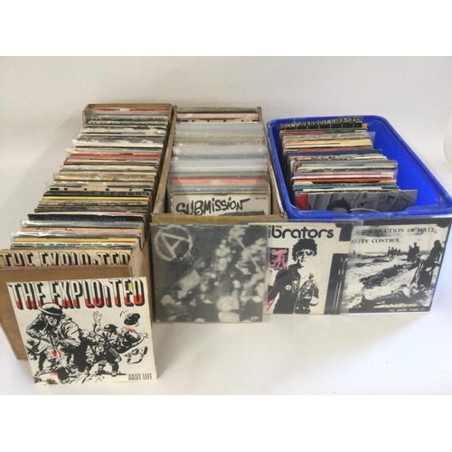 363 - Three boxes containing a collection of over 400 punk, post punk and new wave 7inch singles by variou... 