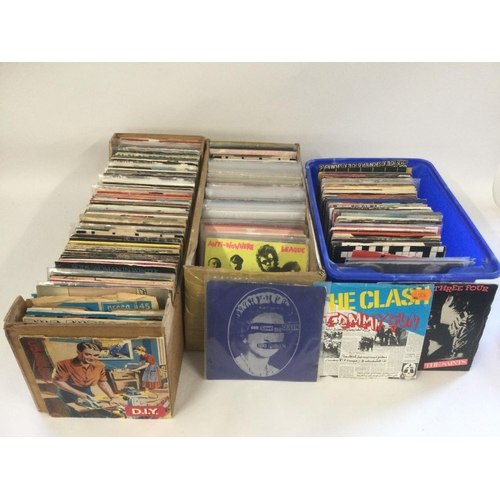 363 - Three boxes containing a collection of over 400 punk, post punk and new wave 7inch singles by variou... 