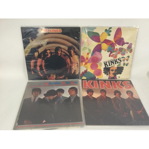 406 - Four Kinks LPs comprising early UK pressings of the self titled debut, 'Kinda Kinks', 'Face To Face'... 