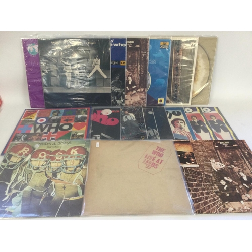 412 - A collection in two bags of 17 LPs by The Who comprising a picture disc of 'Who Are You', 'Live At L... 