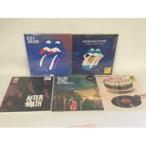 421 - Five Rolling Stones LPs on 180g vinyl comprising a blue vinyl 'Bridges To Buenos Aries' 3LP set, 'Le... 