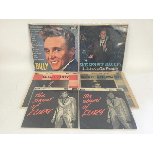 451 - Four Billy Fury LPs and two 10inch 'The Sound Of Fury' records (6).