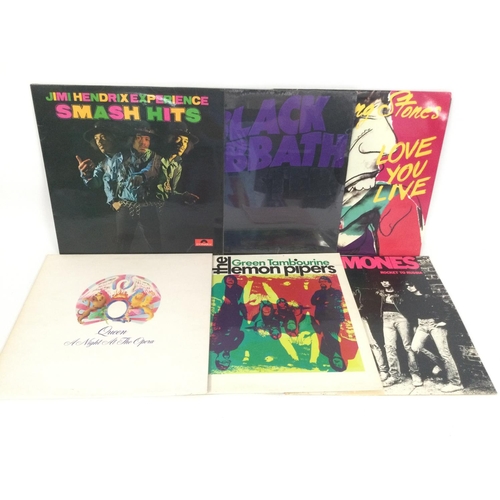 476 - Six rock LPs by various artists including Black Sabbath, Jimi Hendrix, The Ramones and others.