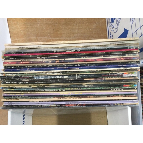 482 - A box of LPs by various artists including Elvis Presley, Rod Stewart, John Denver and others.