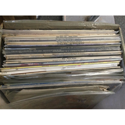 487 - A box of LPs, 12inch singles and promos, including some picture discs.