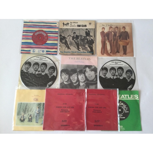 492 - A collection of Beatles and related 7inch records including a red label 'Love Me Do', x2 Polish post... 