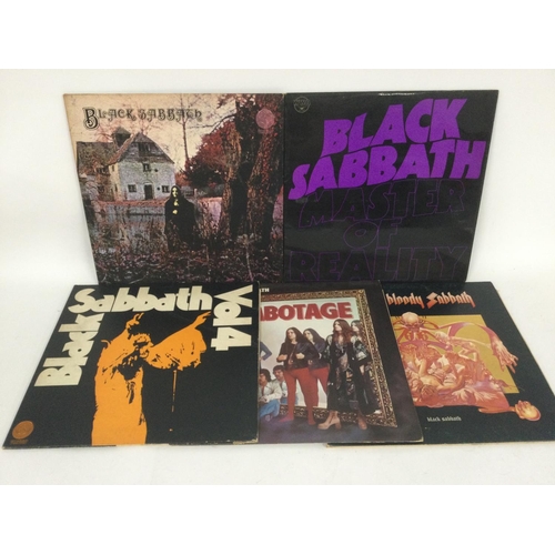 501 - Five Black Sabbath LPs comprising 'Master Of Reality', 'Vol 4', the self titled debut, 'Sabotage' an... 