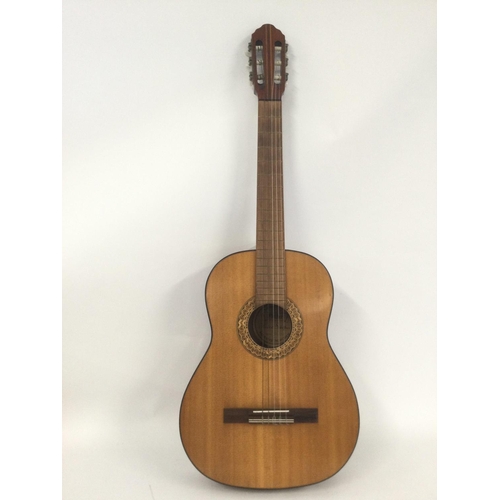806 - A 1968 Herbert Schaffner acoustic guitar and soft carry case.
