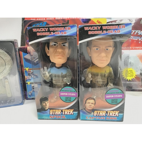 227 - A Collection of Star Trek Toys including Bobble-Heads and a Steel Tec Set.