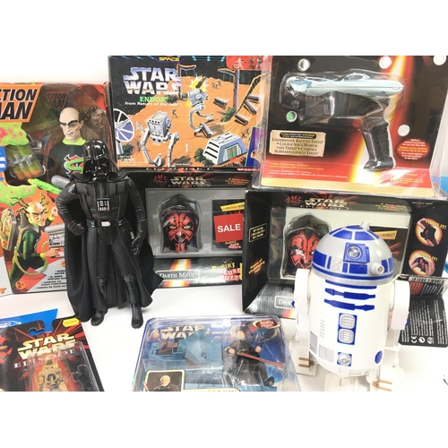 264 - A Box Containing Boxed modern Action Man Figures. Star Wars etc.