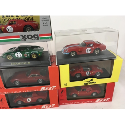 801 - Collection of ten model Ferrari cars each in a display case..various manufacturers