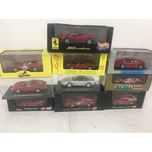 812 - Collection of 10 model Ferraris each in presentation case. Different manufacturers