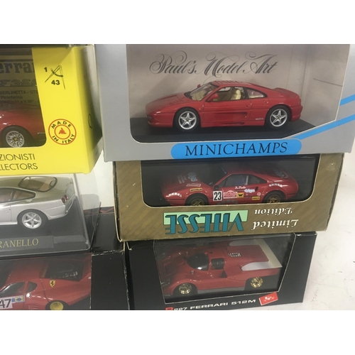 812 - Collection of 10 model Ferraris each in presentation case. Different manufacturers