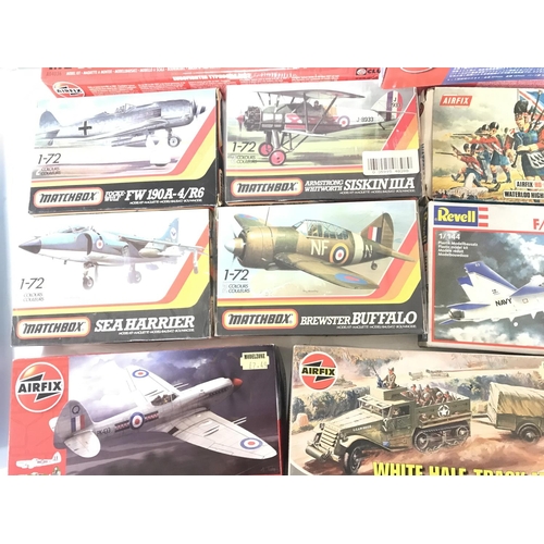 84 - A Box Containing Airfix. Matchbox Model Kits. all Un Built.