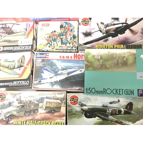 84 - A Box Containing Airfix. Matchbox Model Kits. all Un Built.